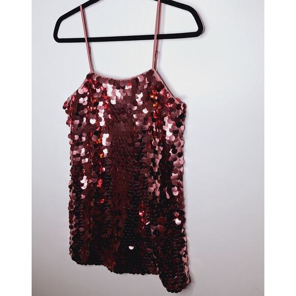 A New Day Big Sequin Slip Dress S Mini Party Prom Shift Paillette Swiftie HOCO - Picture 2 of 9